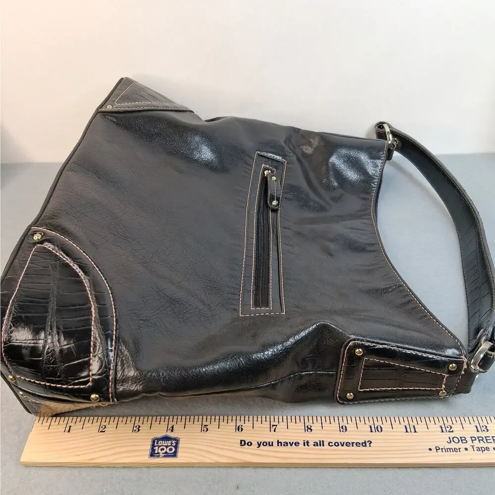 Liz‎ Claiborne Slouchy Hobo Shoulder Bag Purse Black Faux Leather